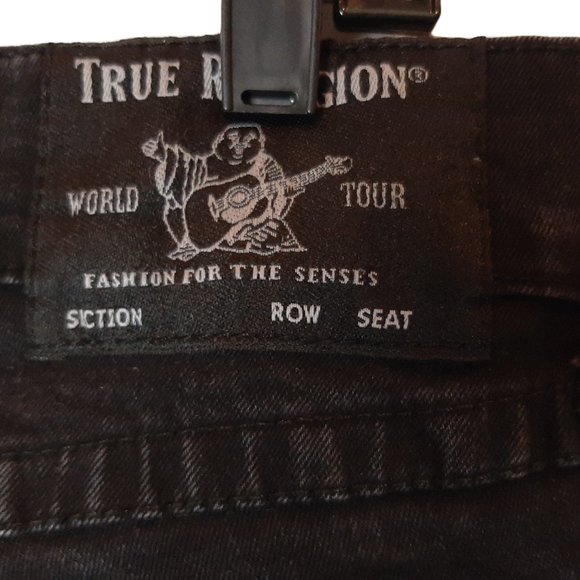 True Religion Ricky Relaxed Straight Black Denim Jeans Mens Size 33 - Picture 6 of 10